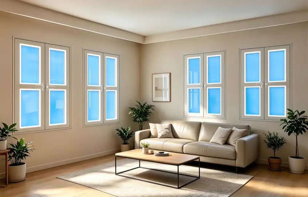 fake window light for basement office