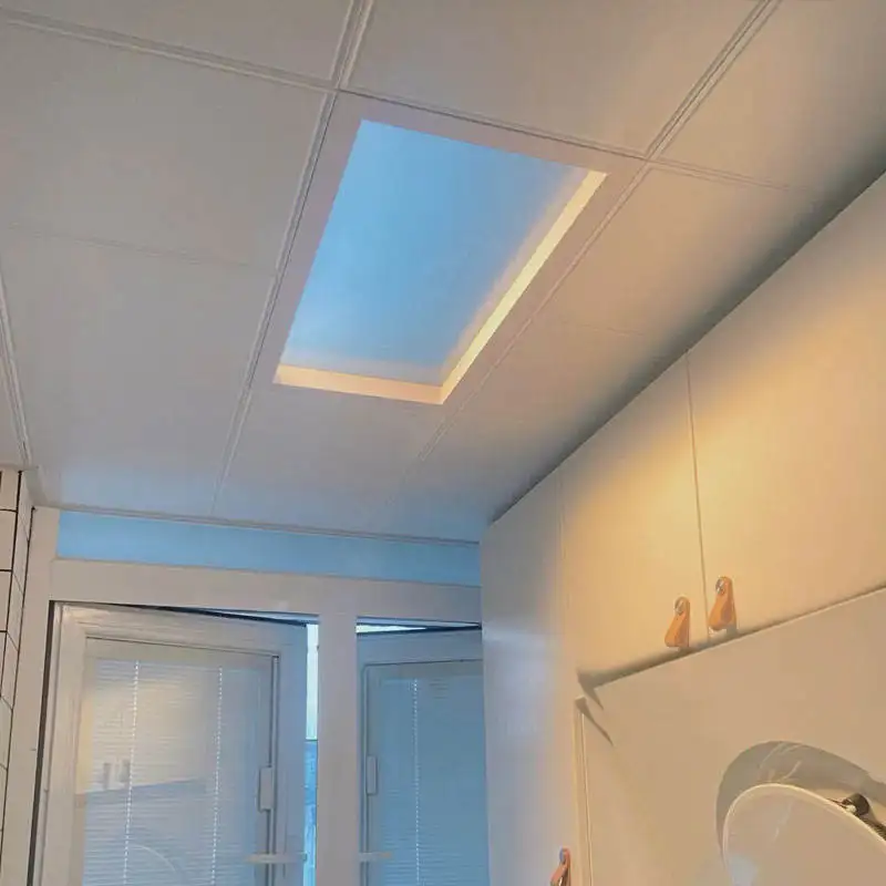 Fake Window Above Kitchen Sink: Ideas for Dark Kitchen Walls with Artificial Sky Light